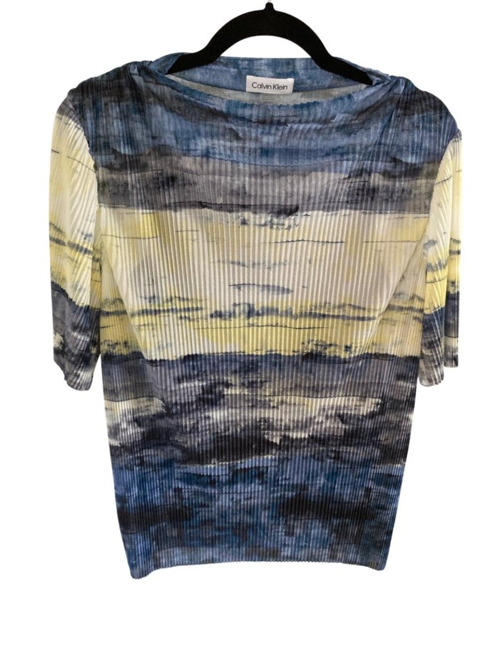 Calvin Klein Medium Petite Printed Mock Neck Short-Sleeve Top SP NWT